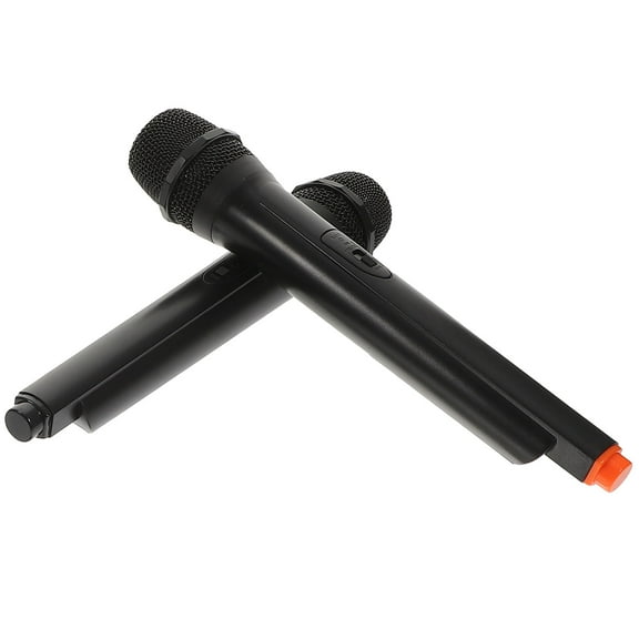 ETHZZLE Set of 2 Lightweight Black Plastic Fake Microphones Perfect for Karaoke Party and Performance Fun