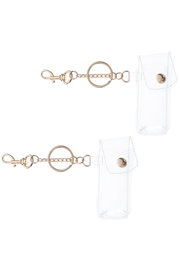 2Pcs Lip Gloss Keychain Transparent PVC Simple and Elegant Lip Gloss Cover