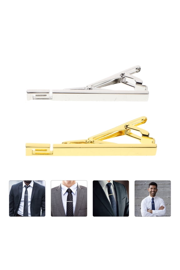 2Pcs Metal Tie Clips in Assorted Colors Copper Tie Clamps for Business and Formal Wear