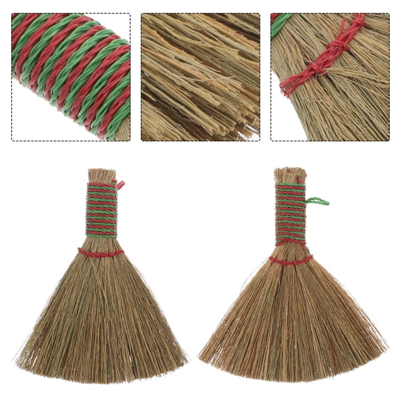 ETHZZLE Natural Coffee Cogon Grass Broom for Desktop and Home Decor 2Pcs