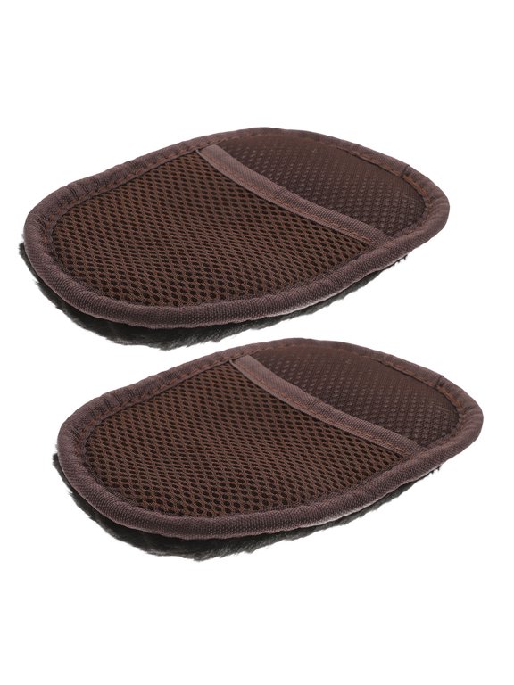 2-Pack Black Faux Lambswool Boots Polishing Gloves for Shoe Shine, Dust Removal and Footwear Care