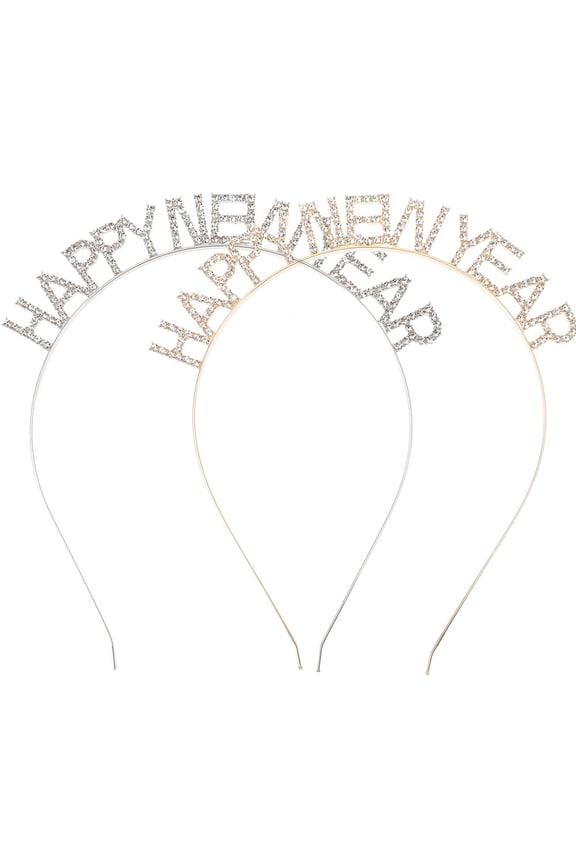 2Pcs Glitter New Years Headband Assorted Colors Portable Party Hair Accessory for Photo Props