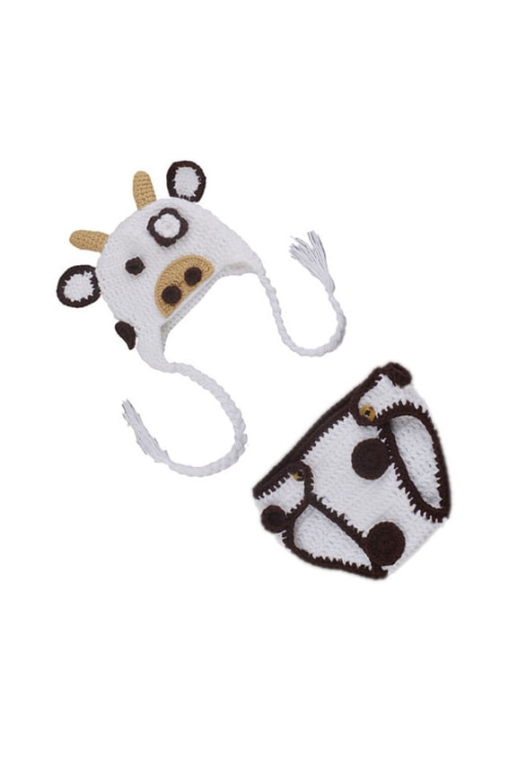 2-Piece Newborn Photography Outfits White Wool Baby Shower Props for Newborn Photo Sessions