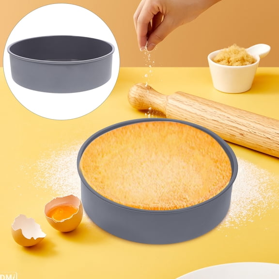 ETHZZLE 2Pcs Nonstick Silicone Cake Pans Grey Round Bakeware with Smooth Edges for Baking
