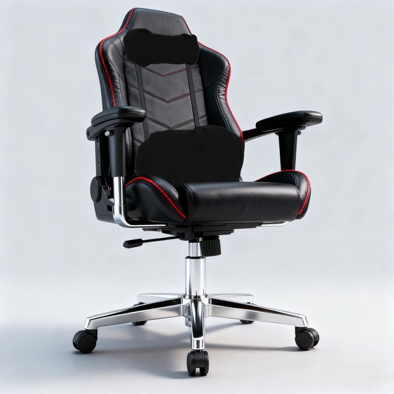 ETHZZLE 2Pcs Office Chair Backrest Cover Soft Breathable Black Slipcover with Lumbar Support