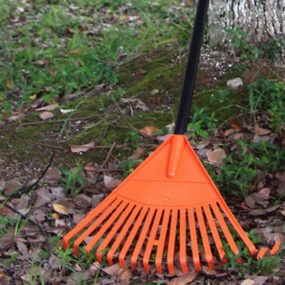 ETHZZLE 2Pcs Orange Plastic Garden Leaf Rakes Heavy Duty for Lawn Yard and Plant Care