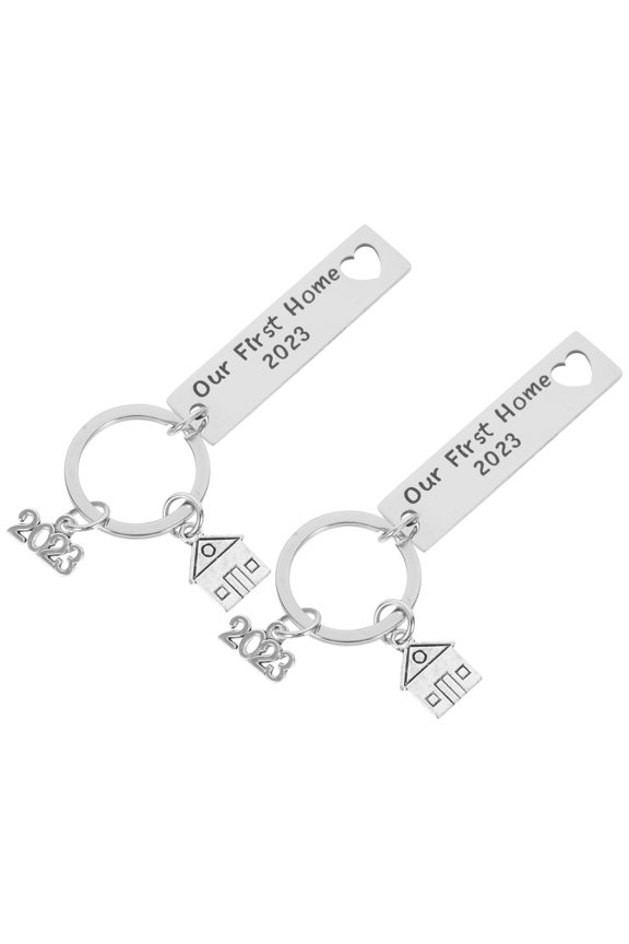 Key Pendants New Home Keychain Stainless Steel 2Pcs