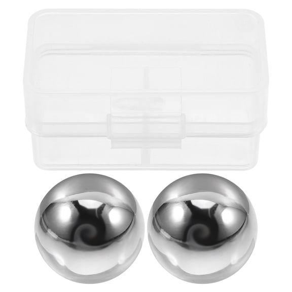 ETHZZLE 2Pcs Plated Silver Stainless Steel Ice Balls Reusable Chilling Stones for Drinks