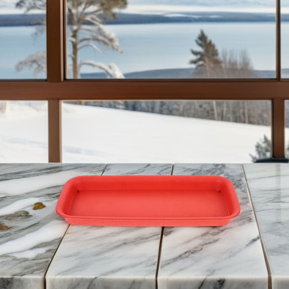 ETHZZLE 2Pcs Red Rectangular Plant Trays with Antislip Base for Indoor and Outdoor Use
