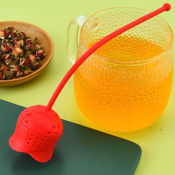 ETHZZLE 2Pcs Red Silicone Tea Strainer Rose Flower Shape for Loose Tea Brewing