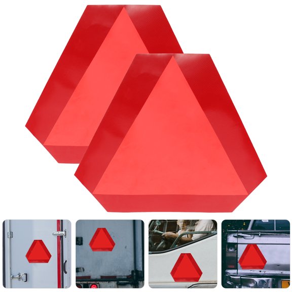 ETHZZLE 2Pcs Reflective Safety Slow Moving Vehicle Triangle Sign Easy Install with Aluminum PVC