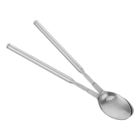 ETHZZLE 2Pcs Extendable Stainless Steel Telescopic Spoons Adjustable Length Serving Tableware