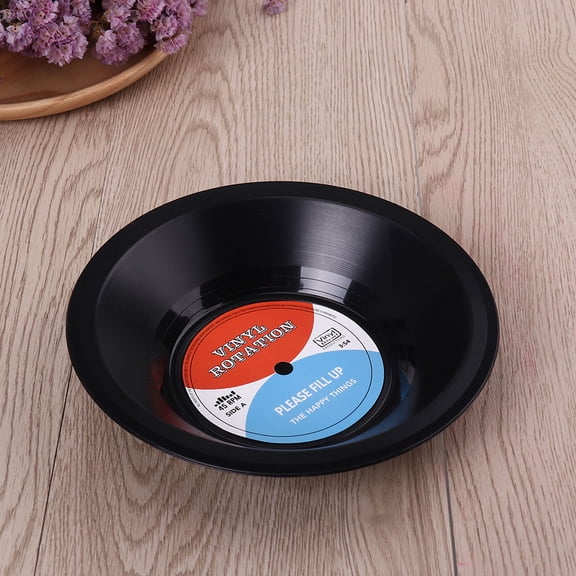 ETHZZLE 2Pcs Retro Vinyl Record Snack Bowls Black Kitchen Serving Bowls for Snacks and Candy