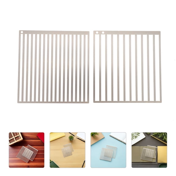 ETHZZLE Rhinestone Art Ruler Stainless Steel Grid Alignment Tool Plated Silver for Home 2Pcs