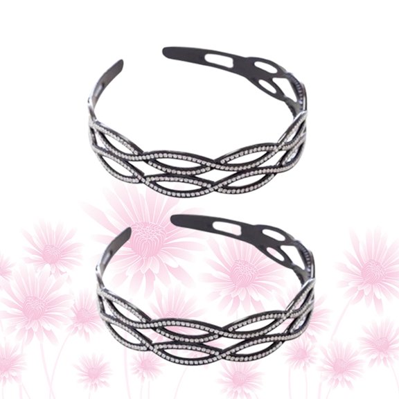ETHZZLE Black Rhinestone Headdress Elegant Headwrap for Evening Events 2Pcs