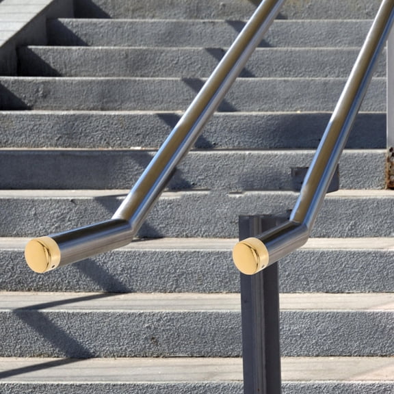 ETHZZLE 2Pcs Golden Stainless Steel Handrail End Caps Round Post Cap Base for Stair Railings