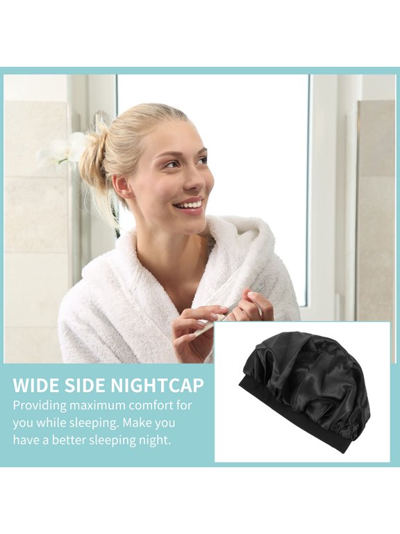 2Pcs Satin Hair Cover Cap for Night Use with Elastic for Women