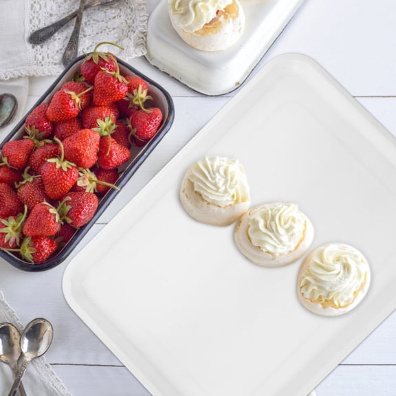 ETHZZLE 2-Pack White Serving Platters Made of PP for Everyday Food Serving and Kitchen Use