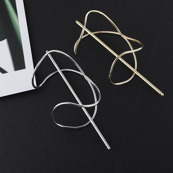 ETHZZLE 2Pcs Vintage Style Metal Hair Cuff Bun Clips Hair Stick with Shining Surface