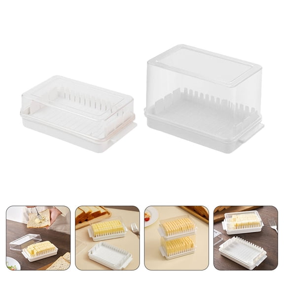 ETHZZLE 2Pcs Simple Design Butter Storage Transparent PP Food Storage for Refrigerators