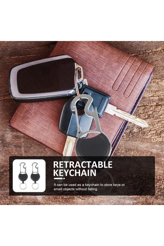 2Pcs Retractable Keychain Heavy Duty Alloy and Plastic Portable Key Holder for Outdoor