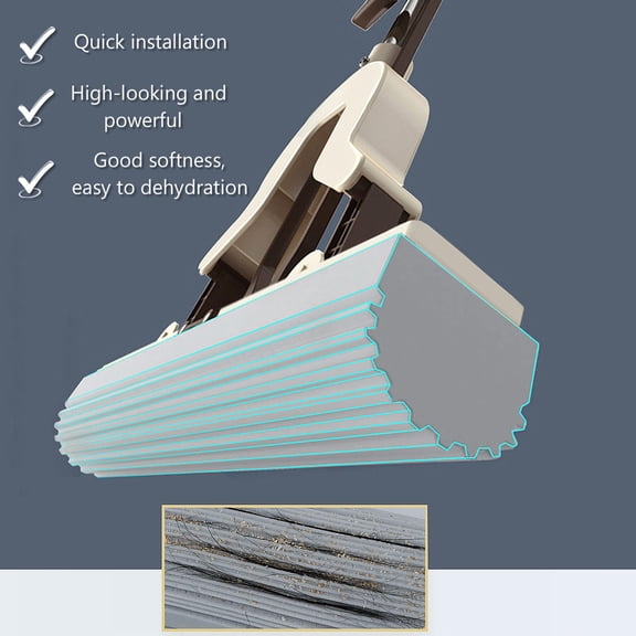 ETHZZLE 2Pcs Sponge Mop Head Replacement Grey Pva Highly Absorbent for Laminate and Marble Floors