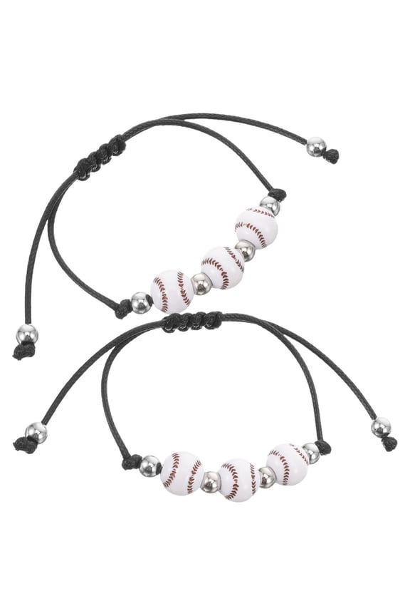 2Pcs Adjustable Baseball Bead Bracelets Lightweight Sports Party Accessories