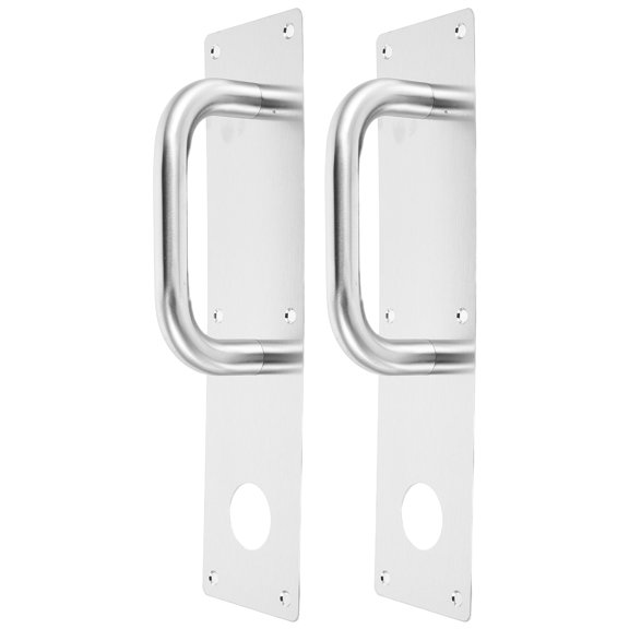 ETHZZLE 2Pcs Stainless Steel Fire Door Pull Handle with Lock Hole for Commercial Warehouse and Interior Doors