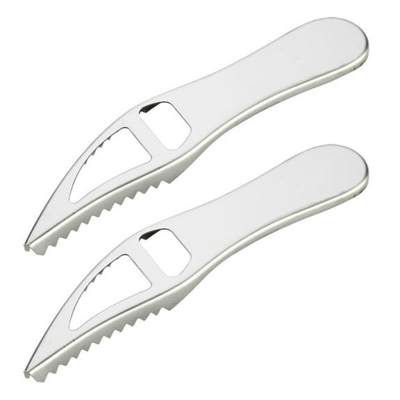 ETHZZLE 2Pcs Stainless Steel Fish Shaver for Cleaning Fish with Double Row Tooth and Hanging Design