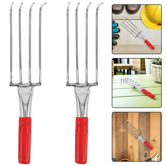 ETHZZLE 2Pcs Lightweight Handheld Clam Rake with 4 Prong Design for Sand and Gravel