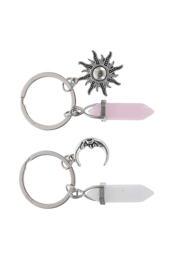 2Pcs Special Style Key Chain Assorted Colors Sun and Moon Shape Creative Decorative Pendant