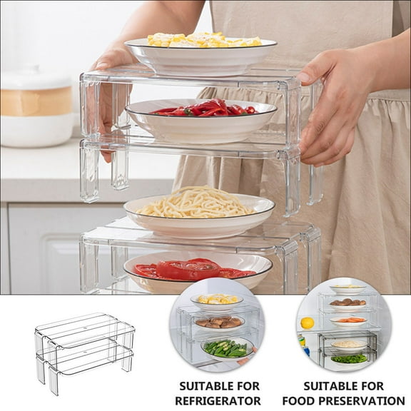 ETHZZLE 2-Pack Stackable Fridge Storage Racks with Smooth for Efficient Kitchen Organization and Space Saving
