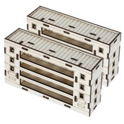 ETHZZLE 2Pcs Unfinished Beige Wooden House Model for DIY Crafting and Sand Table Decoration