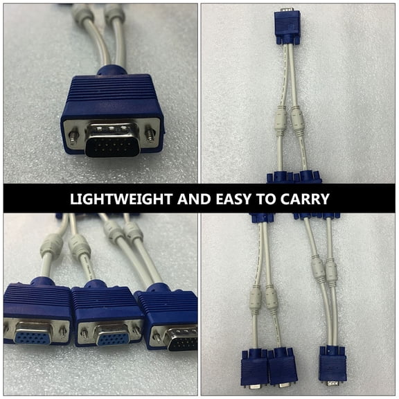 ETHZZLE 2Pcs Vga Splitter Cable with Magnetic Ring Design for Stable Transmission on Dual Monitor Setup