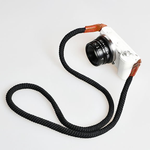 ETHZZLE 2Pcs Vintage Style Black Cotton Camera Neck Shoulder Strap with Strong Stitching