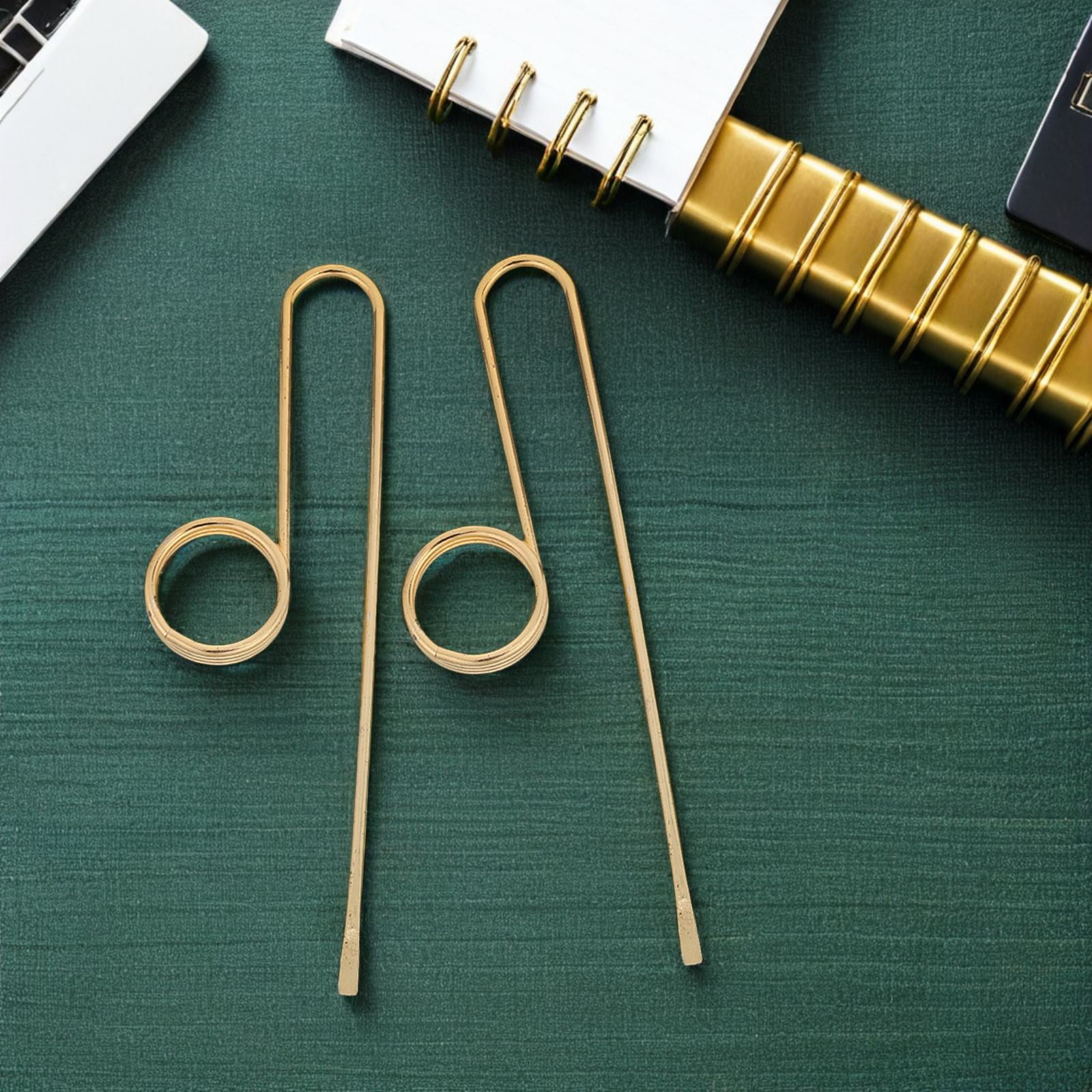 ETHZZLE 2Pcs Golden Metal Bookmarks with Thumb Ring Design for Easy Singlehanded Page Holding
