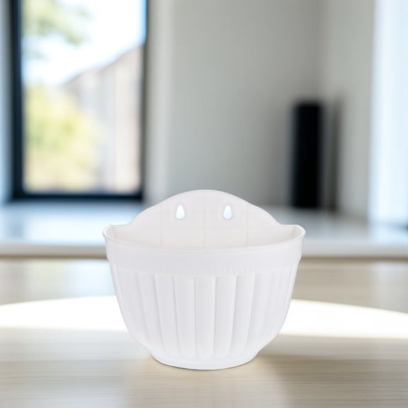ETHZZLE White Plastic Half Round Wall Planter, Durable, Easy Install, Home Adornment, 2Pcs