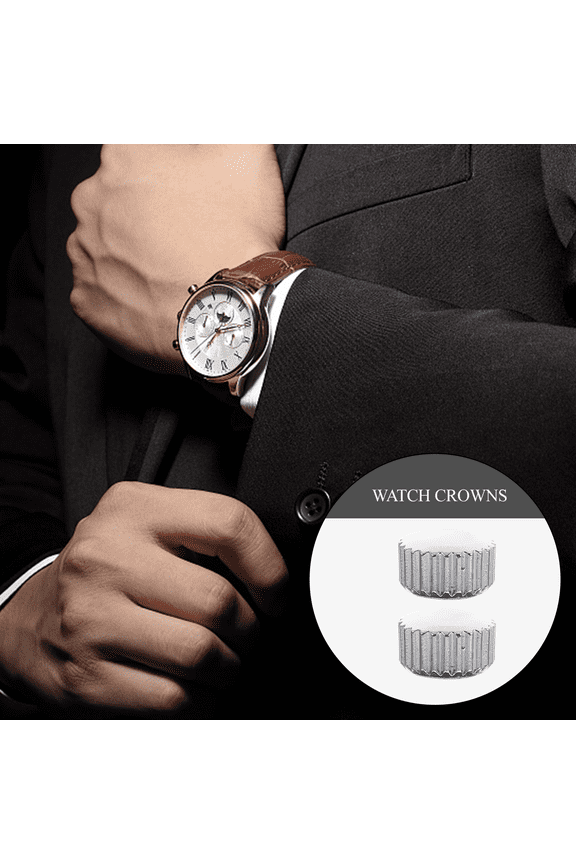 2Pcs Stainless Steel Watch Crowns Replacement Parts for Watch Repair