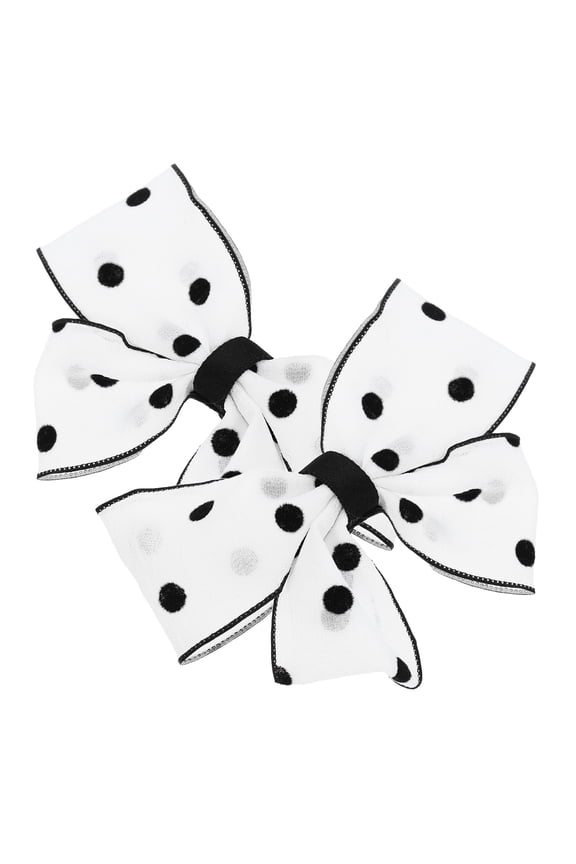 2Pcs Detachable Bow Shoe Buckle Clips for Shoes with Polka Dot Design Fabric and Zinc Alloy