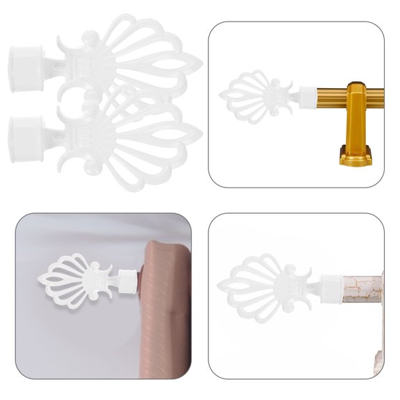 ETHZZLE 2Pcs White Curtain Rod Plug Finials Decorative Curtain Rod Fitting for Window Use