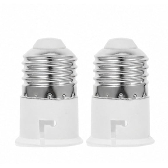 ETHZZLE Compact Lamp Base Adapter Converter, White , to Medium Socket, 2 Pieces