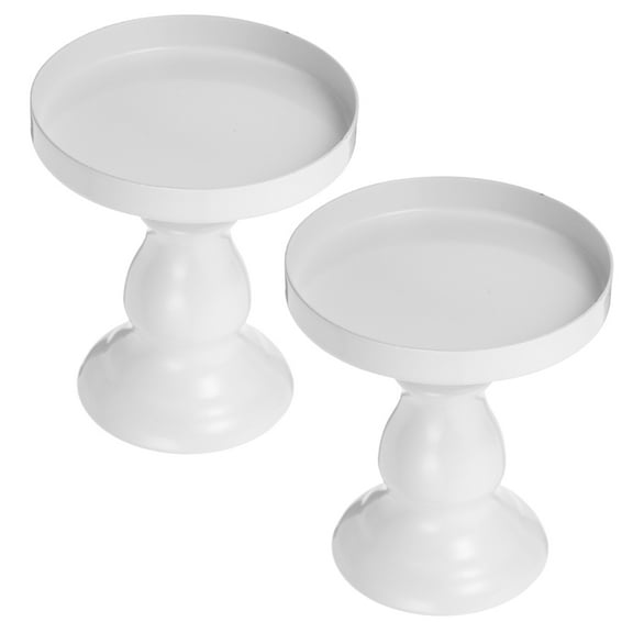 ETHZZLE 2Pcs White Iron Alloy Dessert Display Tray Multi Functional Cake Stand for Parties