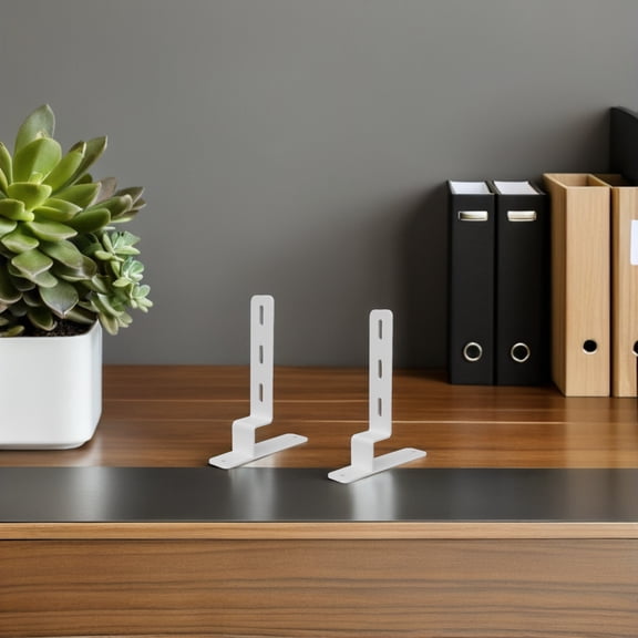 ETHZZLE 2-Pack White Metal Pegboard Desk Clamp Brackets, Support for Home Office Organization