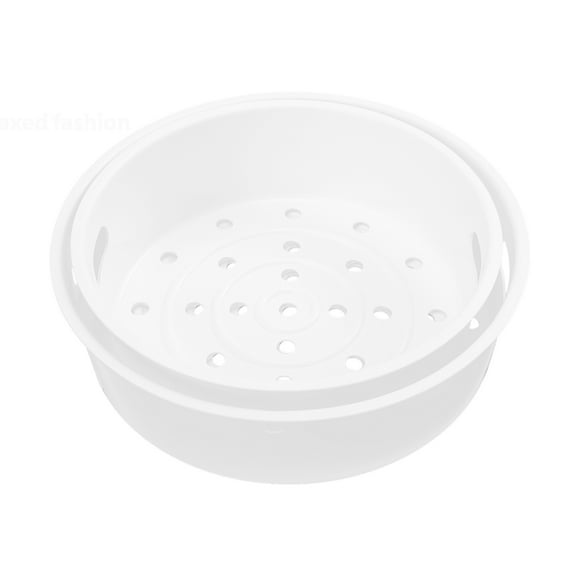 ETHZZLE 2-Pack White Plastic Food Steamer for Household Use, Ideal for Steaming Fish, Meat, Vegetables and More