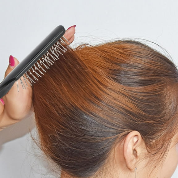 ETHZZLE 2Pcs Teasing Brush with Steel Pins for Detangling and Backcombing Hair Black