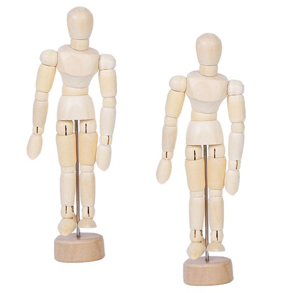 ETHZZLE 2Pcs Brown Wooden Adornment Movable Human Joint Model for Sketching Drawing and Home Decoration