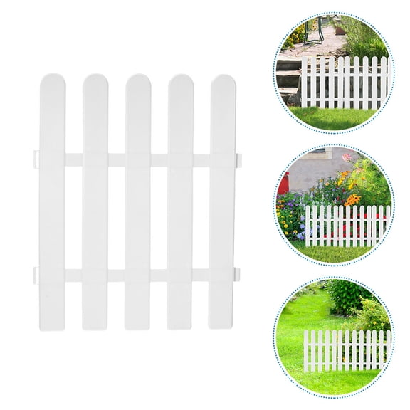 ETHZZLE 2Pcs White Plastic Garden Fence Panel for Outdoor Lawn and Flower Bed Edging