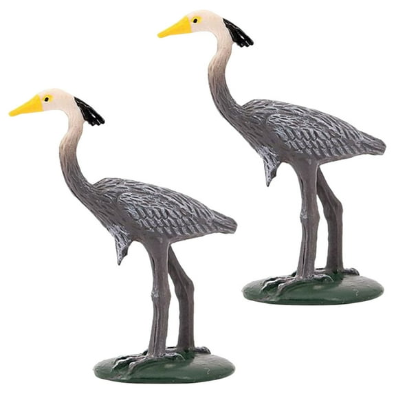 ETHZZLE 2Pcs Simulation Grey Crane Figurines Lifelike Garden Ornament for Yard Lawn and Desktop