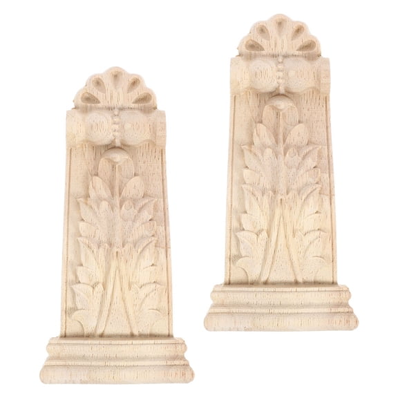 ETHZZLE 2Pcs Light Brown Wood Corbels Decorative European Style Carved Shelf Brackets