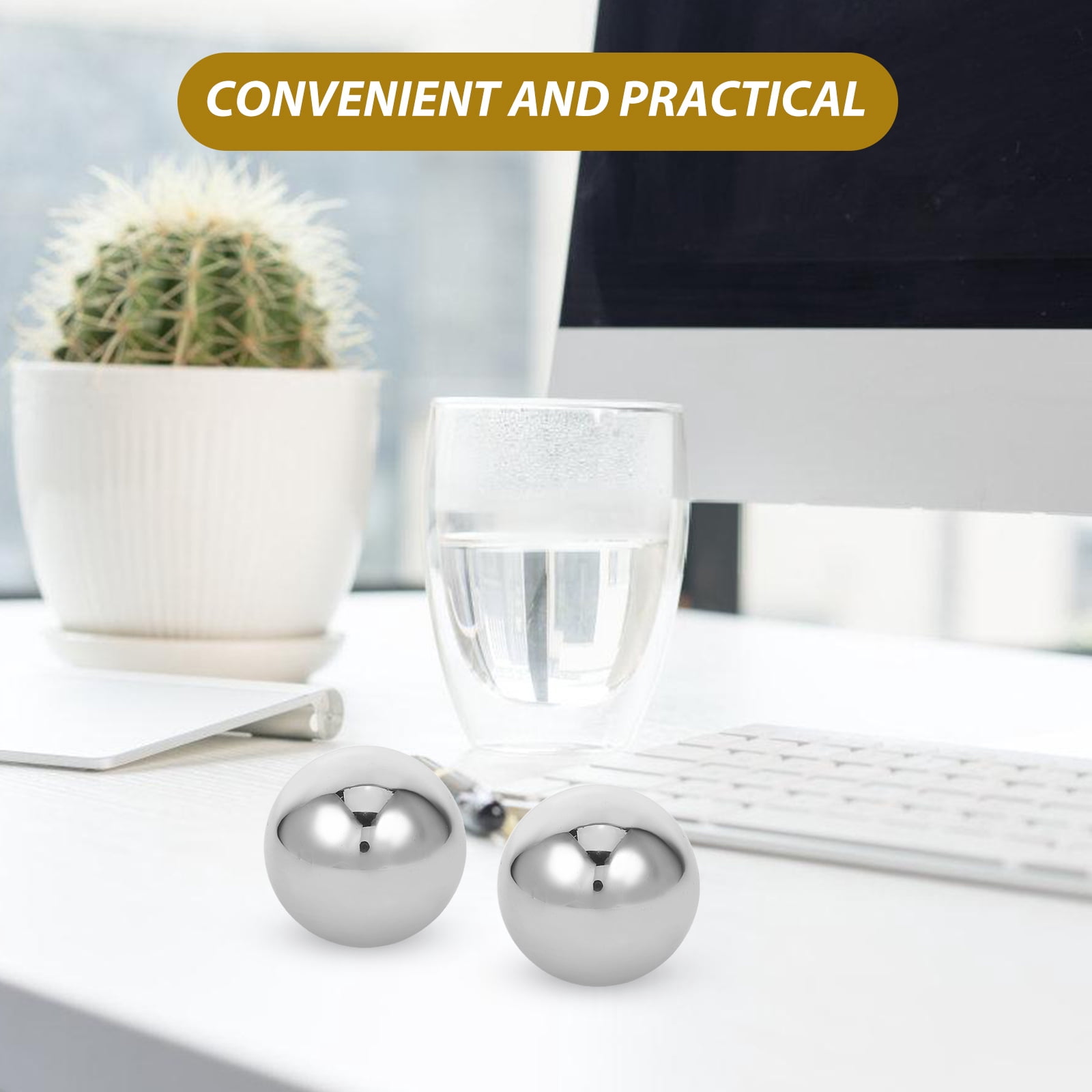 ETHZZLE 2Pcs Stainless Steel Hand Exercise Balls Solid Ball for Hand Strengthening and Finger Fitness